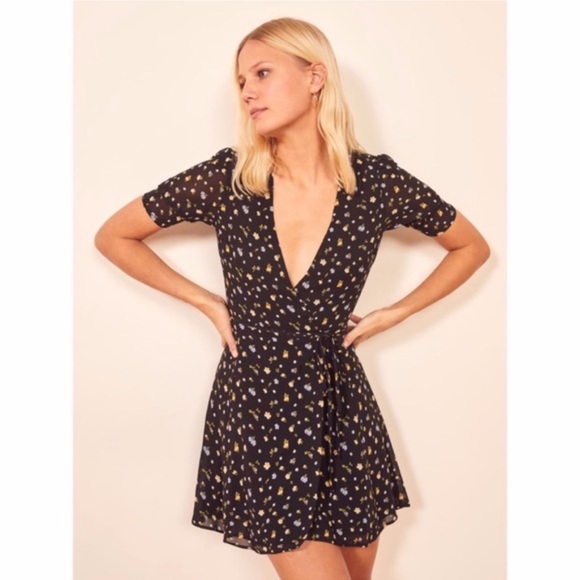 reformation lucky wrap mini dress